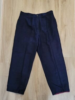 VTG 80s Giorgio Sant'Angelo Pants Women's 10 Navy Linen Blend High Rise Tapered